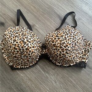 Adore Me Plus Bra Size 42DD Cheetah Print Underwire Lace Trim Adj Straps